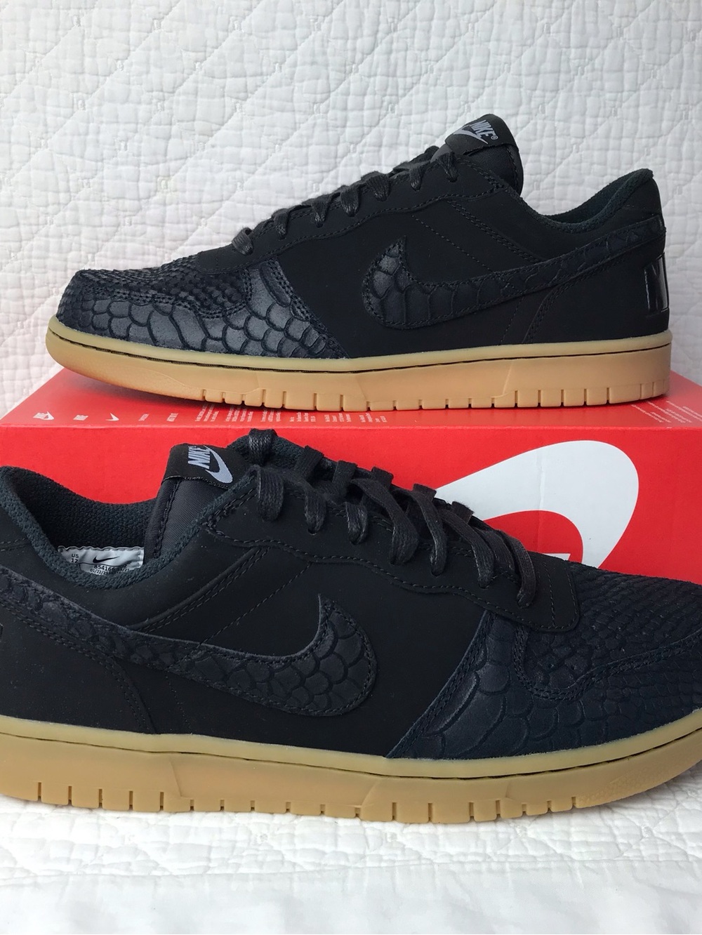 Nike Big Low Lux Shoes Men’s SZ 12 Snakeskin Gum Black 854166-002